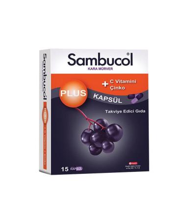 Sambucol Plus Black Elderberry Extract Vitamin C & Zinc 15 Capsules