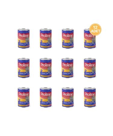 PROLINE Adult Cat Canned Food with Meat Pieces and Ocean Fish in Pate 395 Gr (12 Pieces)