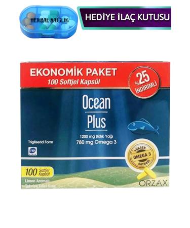 Ocean Plus Omega 3-(EPA 384 DHA 252)- 1200 Mg 100 Pieces Soft Gel