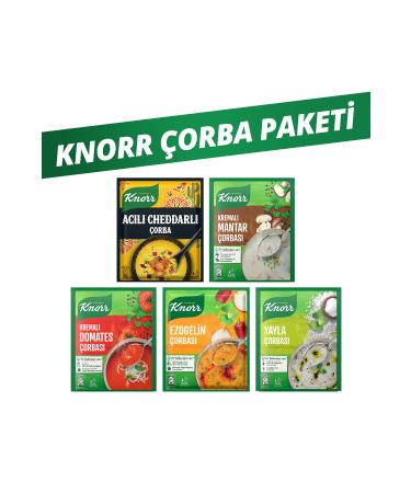 Knorr Spicy Cheddar Soup 74g + Ezogelin 74g + Kr Tomato 69g + Yayla 72g + Creamy Mushroom 63g