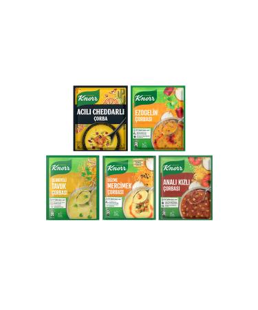 Knorr Spicy Cheddar Soup 74g + Ezogelin 74g + Chicken Vermicelli 51g + Lentil 76g + Mother Daughter 70g - Buy Online on GoSupps.com