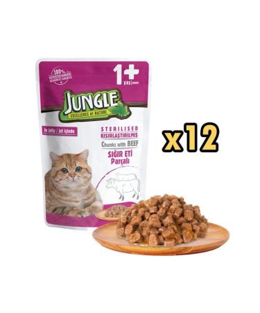 Jungle Steak Neutered Cat Pouch 100 Gr X 12 Pieces