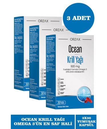 Ocean Krill Oil 500 mg 30 Capsules 3 Pieces