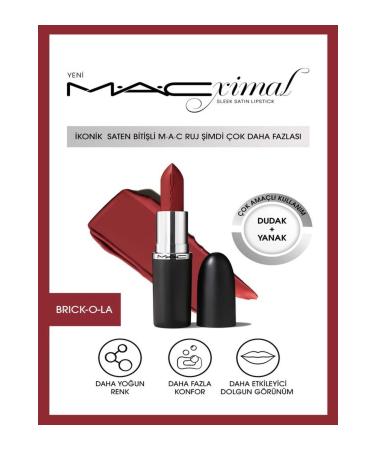 Mac MACximal Sleek Satin Lipstick Iconic Satin Finish Lipstick-BRICK-O-LA 3.5GM