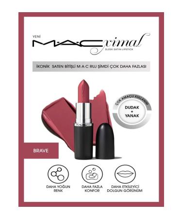 Mac MACximal Sleek Satin Lipstick Iconic Satin Finish Lipstick-BRAVE 3.5GM