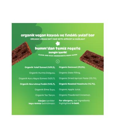 Humm Organic Vegan Apricot and Hazelnut Oatmeal Bar Snack Pack - 6 pieces - Buy Online on GoSupps.com