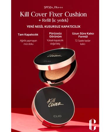 CLIO Matte Finish Coverage Cushion Clio Kill Cover Fixer Cushion+Refill SPF50+/PA+++(02/Lingerie) - Buy Online on GoSupps.com