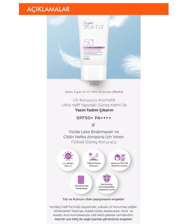 Missha Light Textured Matte Finish Sunscreen A'PIEU Super Air Fit Mild Sunscreen Matte Spf50+/PA++++ - Buy Online on GoSupps.com