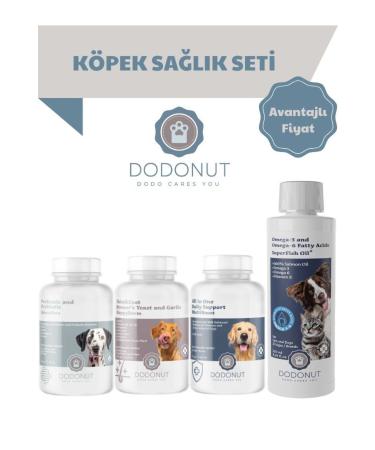 DODONUT Dog Health Set of 4 Probiotic Skin and Fur Health Multivitamin Natural Salmon Oil