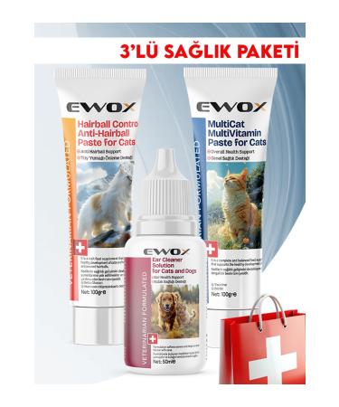 EWOX Cat 3-Pack Health Package (Multivitamin Paste & Malt Paste & Ear Solution)