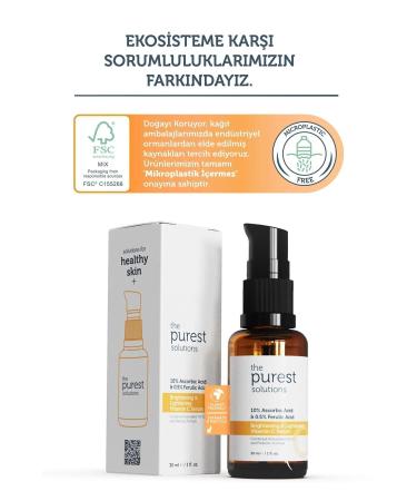 The Purest Solutions Vitamin C Brightening and Tone Equalizing Care Serum 30 ml- ( Ascorbic Acid & Ferulic Acid ) - Buy Online on GoSupps.com