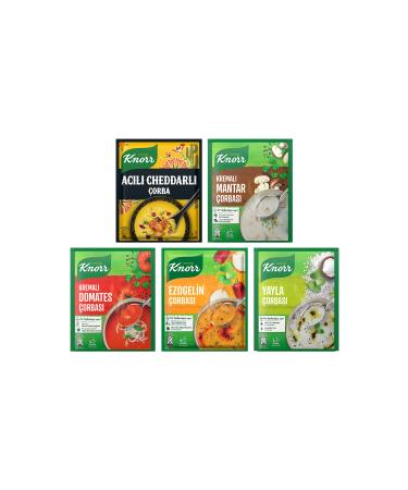 Knorr Spicy Cheddar Soup 74g + Ezogelin 74g + Kr Tomato 69g + Yayla 72g + Creamy Mushroom 63g - Buy Online on GoSupps.com