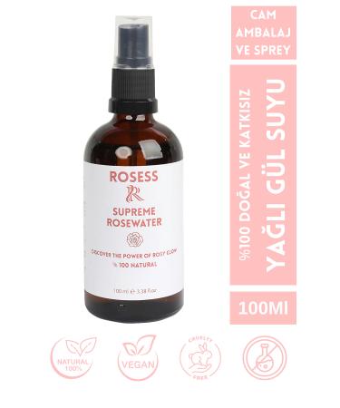Rosess Rose Water Oil-Free Pore Tightening Brightening Purifying Toner 0 Natural And Pure 100ml