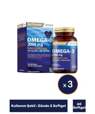 Nutraxin Omega-3 2000 Mg 60 Softgel X 3 Pieces