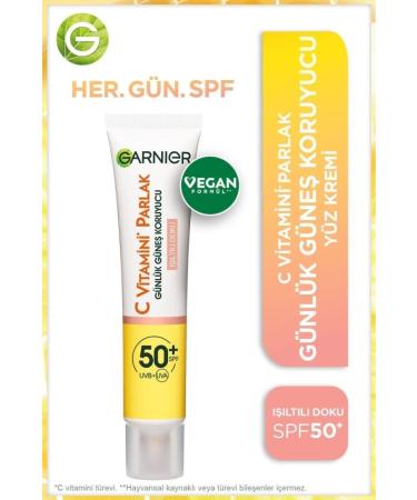Garnier Vitamin C Bright Daily UV Sun Face Cream Spf50 Luminous Texture 40ml + Quilted Makeup Bag - Buy Online on GoSupps.com