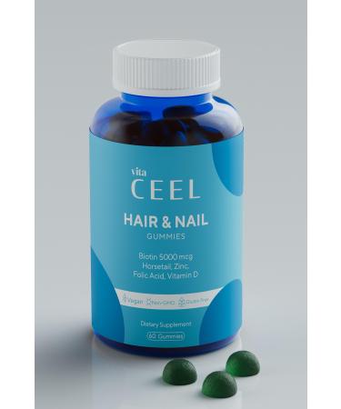 Vita Ceel Hair Nail Vitamin Chewable Vegan Gummy Biotin 5000 Vitamin D Zinc Folic Acid Horsetail - Buy Online on GoSupps.com