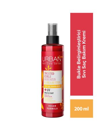 Urban Care Hibiscus & Shea Butter Liquid Hair Care Cream for Curly and Wavy Hair - vegan - 200 ml