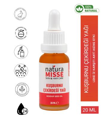 naturamisse Rosehip Seed Oil 20 ml Anti-Blemish and Anti-Aging Cold Pressed Pure Skin Oil