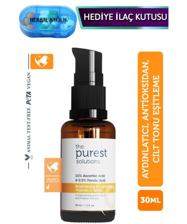 The Purest Solutions Vitamin C Brightening and Tone Equalizing Care Serum 30 ml- ( Ascorbic Acid & Ferulic Acid )