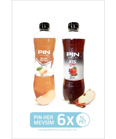 Pin Every Season - White Peach & Winter Tea - Sugar Free & Calorie Free 6 Pieces X 1 Liter