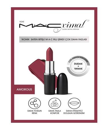 Mac MACximal Sleek Satin Lipstick Iconic Satin Finish Lipstick-AMOROUS 3.5GM