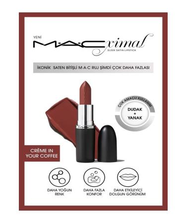 Mac MACximal Sleek Satin Lipstick konik Saten Biti li Ruj-CR ME IN YOUR COFFEE 3.5GM
