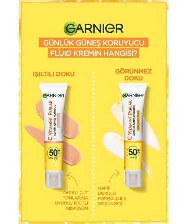 Garnier Vitamin C Bright Daily UV Sun Face Cream Spf50 Luminous Texture 40ml + Quilted Makeup Bag - Buy Online on GoSupps.com