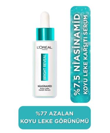 L'Oreal Paris Bright Reveal Dark Spot Anti Serum 7.5% niacinamide 30ml + Loreal Paris Transparent Bag - Buy Online on GoSupps.com