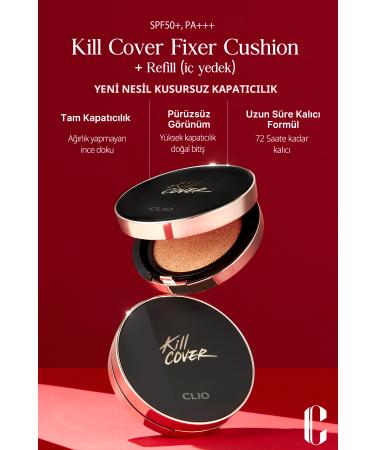 CLIO Cushion Clio Kill Cover Fixer Cushion+Refill SPF50+/PA+++ (04/Ginger) - Buy Online on GoSupps.com