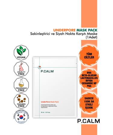 P Calm Bha Calming Brightening Anti-Blackhead Underpore Mask with Tea Tree and Centella