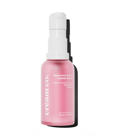Cream Co. Hyaluronic Acid Peptide Serum | Hydrating Brightening | Caffeine Niacinamide | All Skin Types