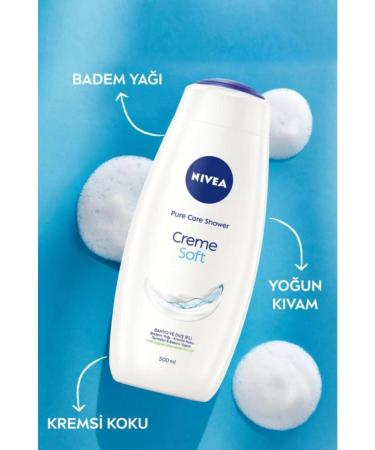 NIVEA Creme Soft Creamy Touch Bath and Shower Gel 500ml Cleans while caring Almond Oil Moisturizing - Buy Online on GoSupps.com