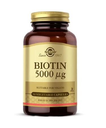 Solgar Biotin 5000 mg - 50 Herbal Capsules - Buy Online on GoSupps.com