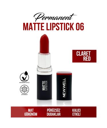 New Well Permanent Matte Lipstick 06 Claret Red Long Lasting