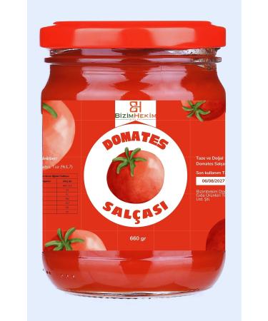 BIZIMHEKIM Tomato Paste 0 Natural Additive-Free Preservative-Free Sun Dried 660 gr (Glass Jar)