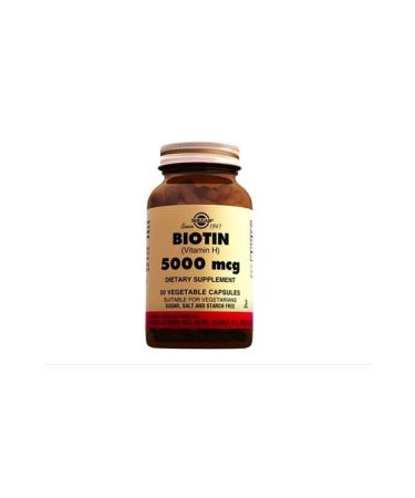 Solgar Biotin 5000 mg - 50 Herbal Capsules - Buy Online on GoSupps.com