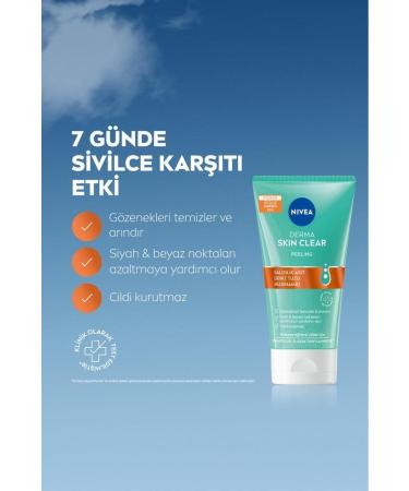 NIVEA Derma Skin Clear Anti-Acne Facial Cleanser Peeling 150ml Salicylic Acid Niacinamide Sea Salt - Buy Online on GoSupps.com