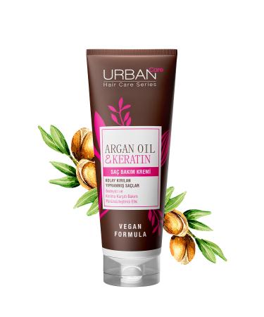 Urban Care Argan Oil & Keratin Hair Care Cream for Easily Broken and Damaged Hair-vegan-250ml - Buy Online on GoSupps.com