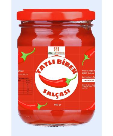 BIZIMHEKIM Sweet Pepper Paste 0 Natural Additive-Free Preservative-Free Sun Dried 660gr (Glass Jar)
