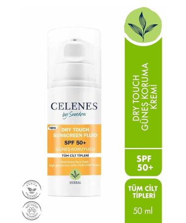 Celenes by Sweden Herbal Dry Touch High Protection Fluid 50 Spf / Sunscreen / Face and Decollete Area