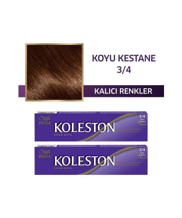 Wella Koleston Tube Hair Dye 3/4 Dark Chestnut X 2 Pieces