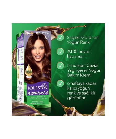 Wella Koleston Naturals Hair Dye 3/4 Dark Chestnut - Buy Online on GoSupps.com