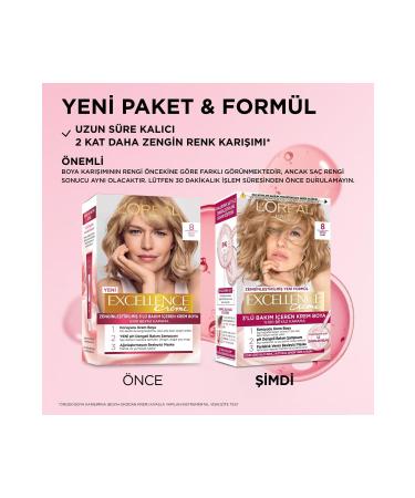 L'Oreal Paris Excellence Hair Dye 8 Dark Blonde 3-Piece Set Renewed Packaging - Buy Online on GoSupps.com
