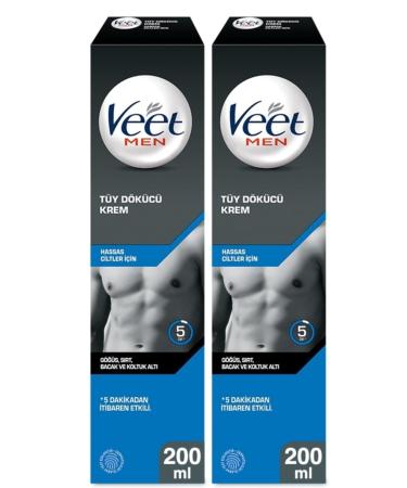 Veet Men Sensitive Hair Removal Cream for Men 200 ml 2 Pieces
