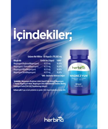 Herbina Magnesium Bisglycinate L-Threonate Malate Citrate 60 Capsules - Buy Online on GoSupps.com