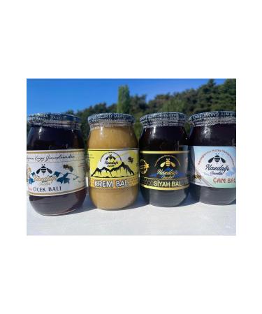 Kazda Beekeeping Honey package 4 (4x500gr Black & Flower & Pine & Cream Honey)