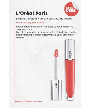 L'Oreal Paris Brilliant Signature Plump In Gloss Lipstick 410 Inflate - Buy Online on GoSupps.com