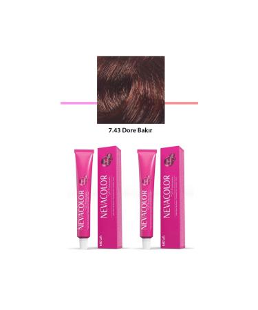 nina zone 2 li Set Premium 7.43 Dore Copper - Permanent Cream Hair Dye 2 X 50 g Tube