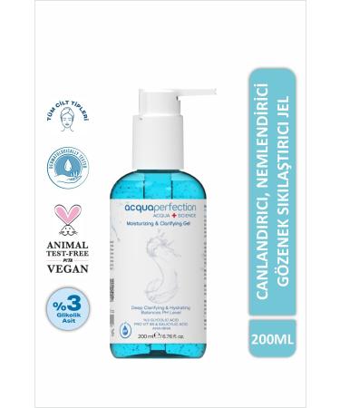 Acqua Perfection Revitalizing Moisturizing and Pore Tightening Glycolic Salicylic Acid Facial Cleansing Gel 200 ml