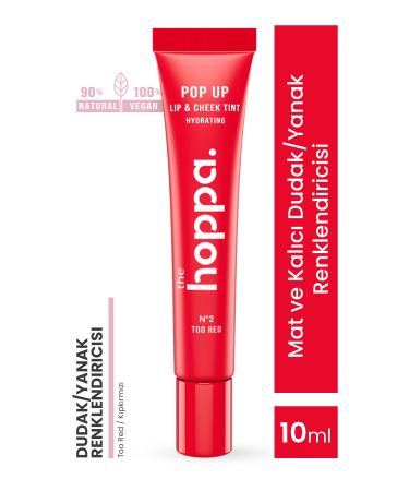 the hoppa. Matte and Permanent Lip/Cheek Colorant - Too Red / Crimson Shea Butter Jojoba Oil Hyaluronic